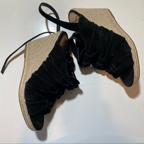 Sam Edelman Black Awan Wedge Espadrille Sandals - Picture 3 of 6